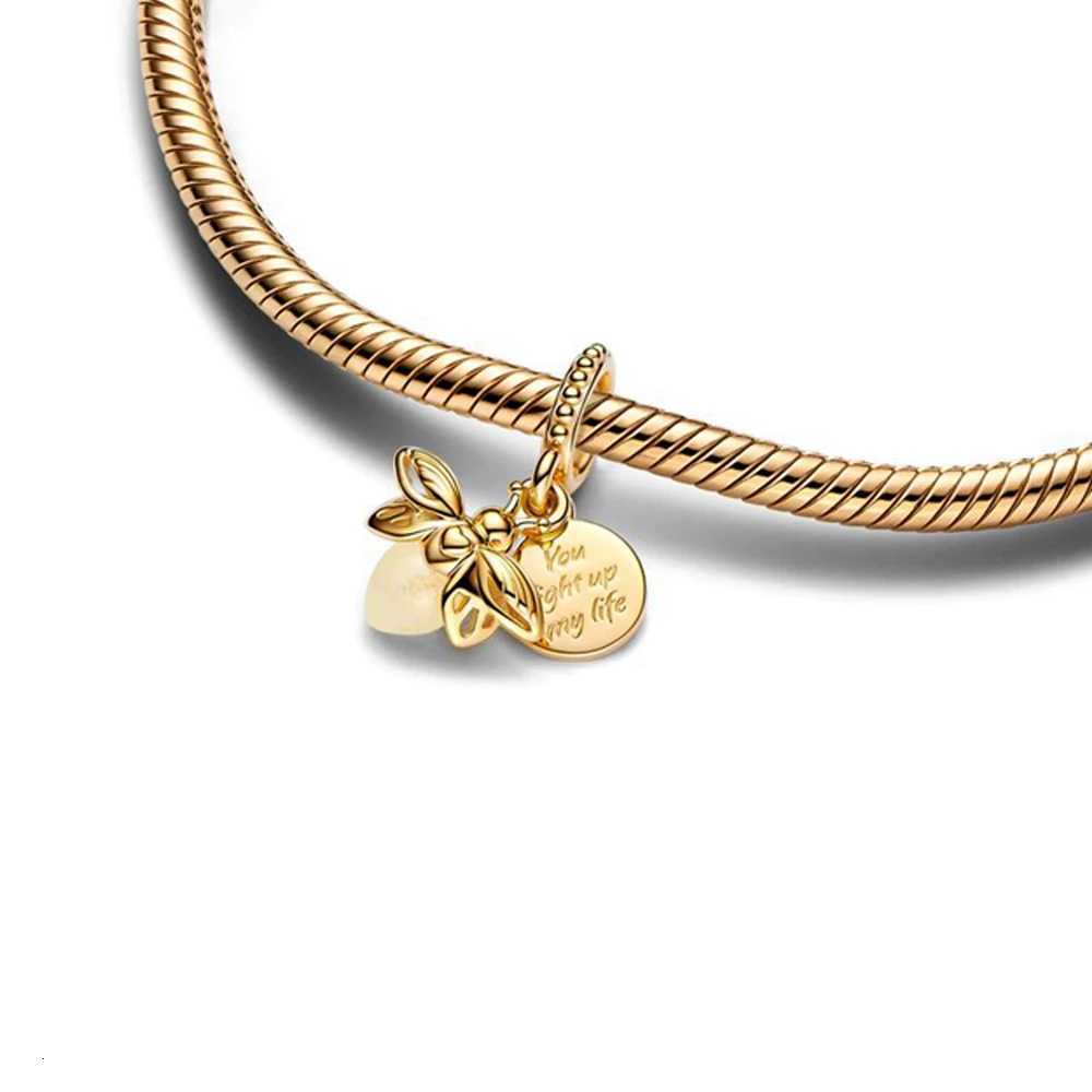 Gold Plated Glow-in-the-dark Firefly Dangle Charm Fit Original Pan Bracelet DIY Women Jewelry Gift 2025 Summer New Charms W250721