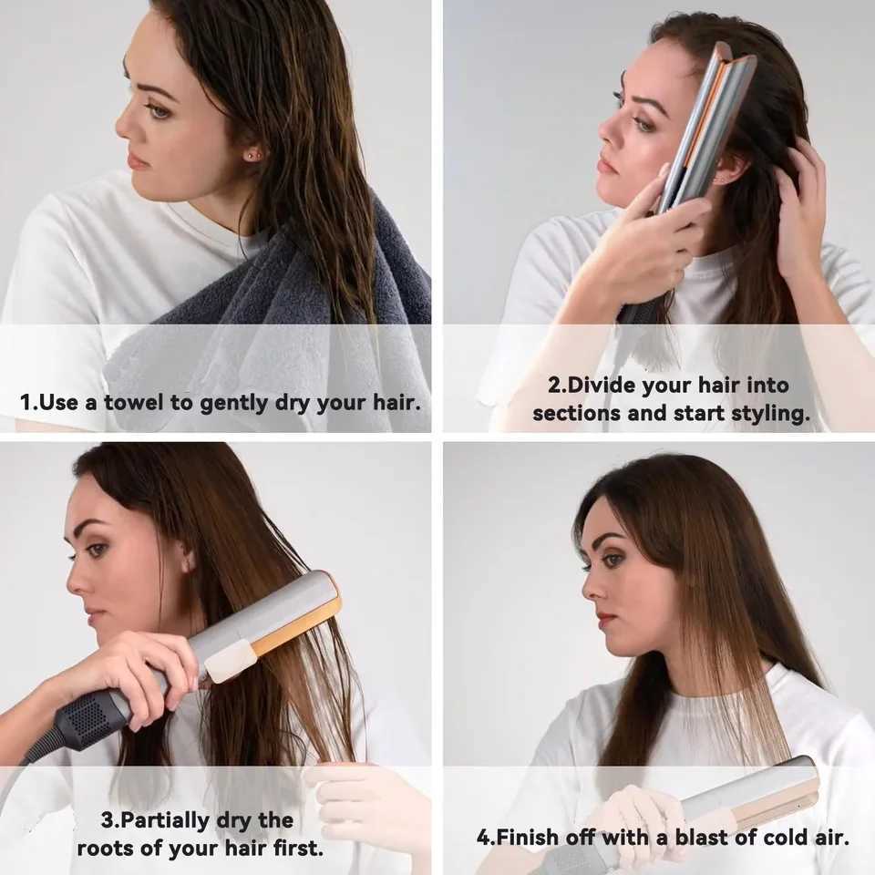 2 IN 1 Professional Hair Straightener Hair Dryer Heat-Up Hair Flat Iron Negative Ion Iron Long-Lasting Styling ToolXJ250721