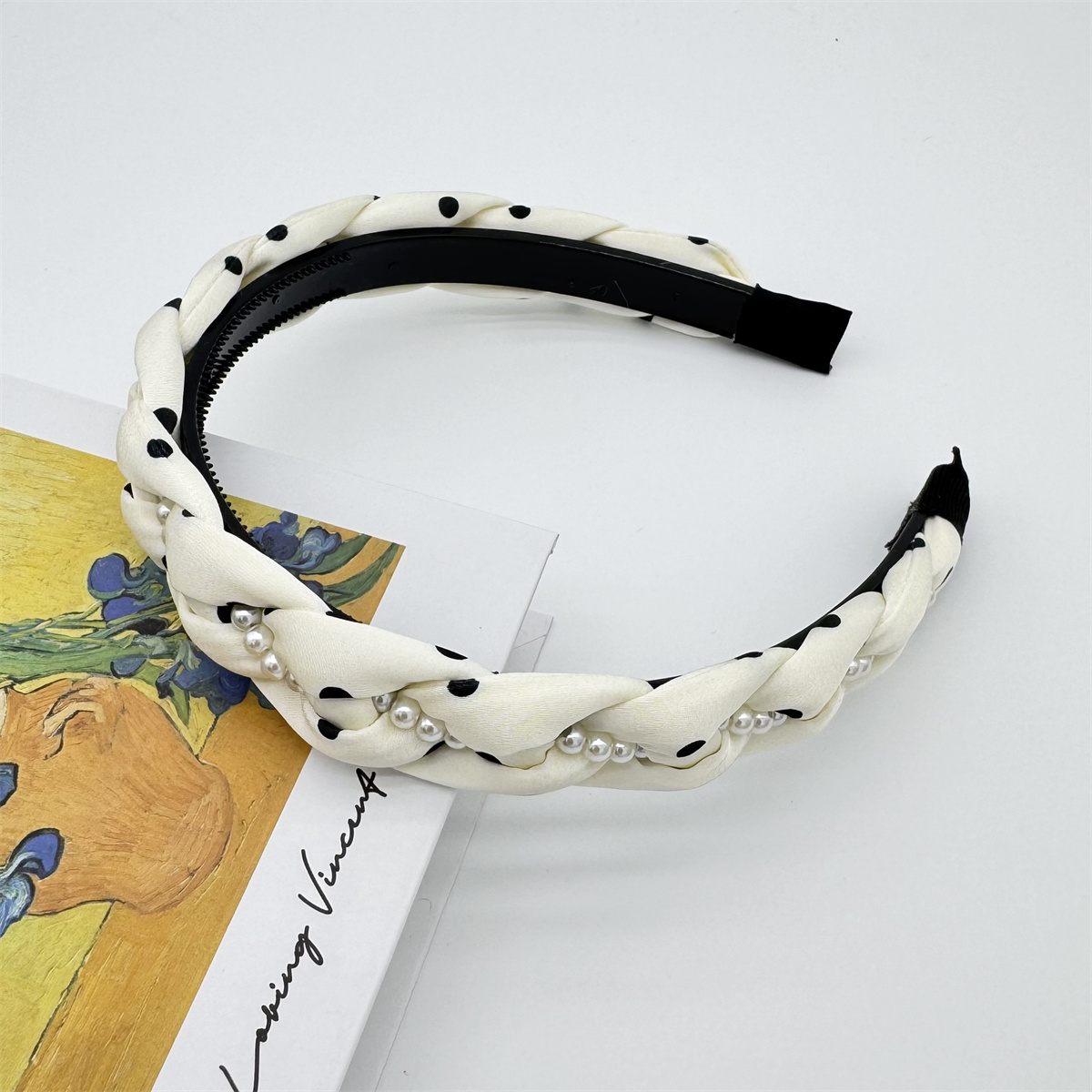 Retro polka dot pearl hair band female new senior sense of broken hair headband hair card hair accessories