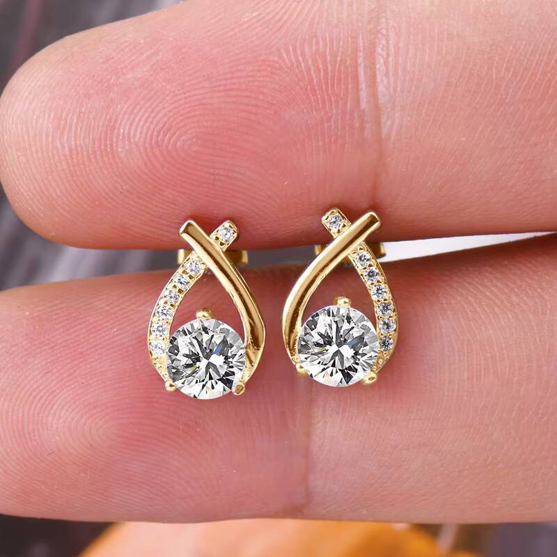 Certified Moissanite Diamond Stud Earrings 5mm 0.5carat D Color 925 Sterling Silver Fishtail Crosses Earrings for Girls
