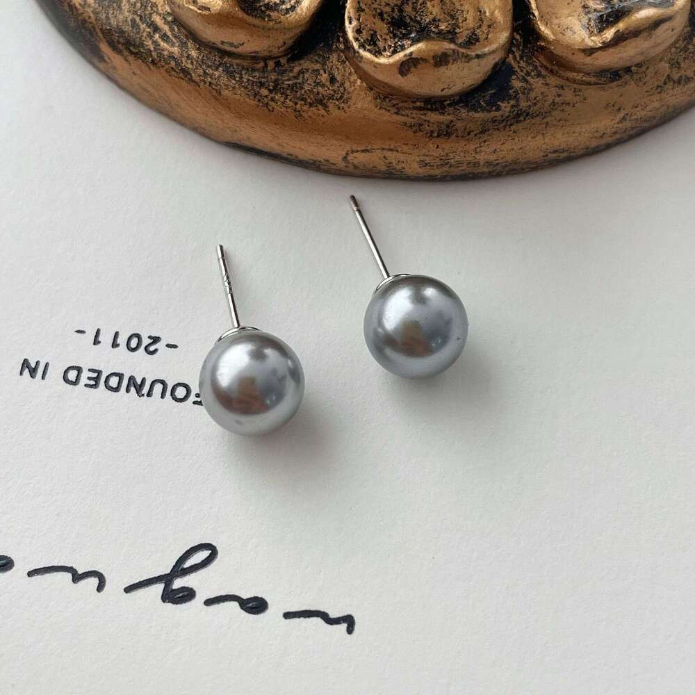Tiqi INS Style Round Bead Earring Set Pearl Black Onyx Sterling Sier Exquisite Tiger Eye Stone Versatile Earrings
