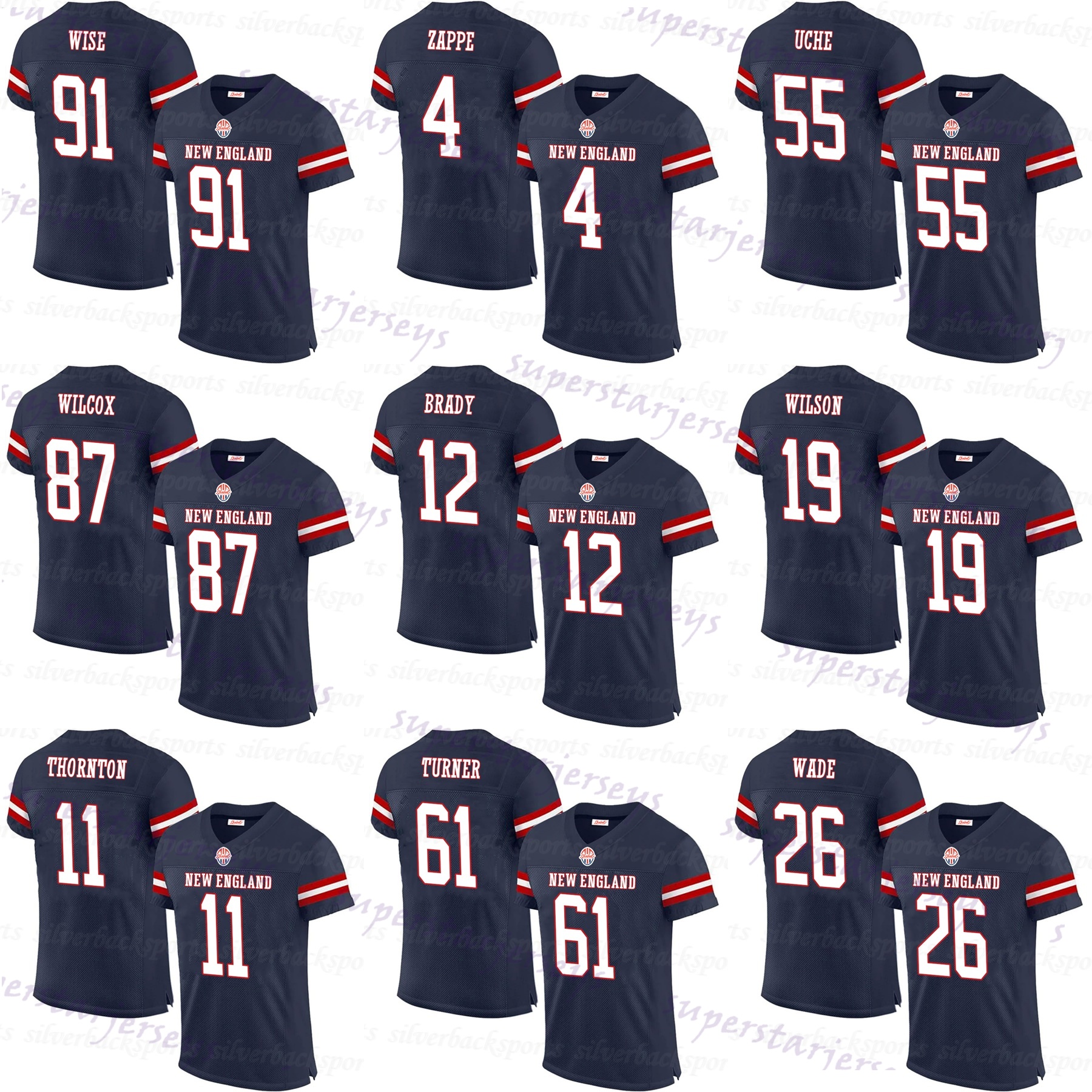 12 Zatom Brady 10 Drake Maye Football Jerseys Caedan Wallace Sione Takitaki Caedan Wallace Tyquan Thornton Team Sign Name Number Stitched Football Jersey