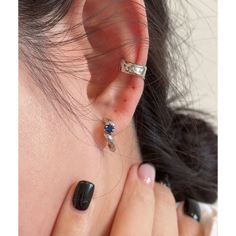 Tiqi S Pure Sier Wrap Earrings for Women, Exquisite Light Double Snake Sparkling Dia Earrings, Snake-shaped Ear Jewelry Trend