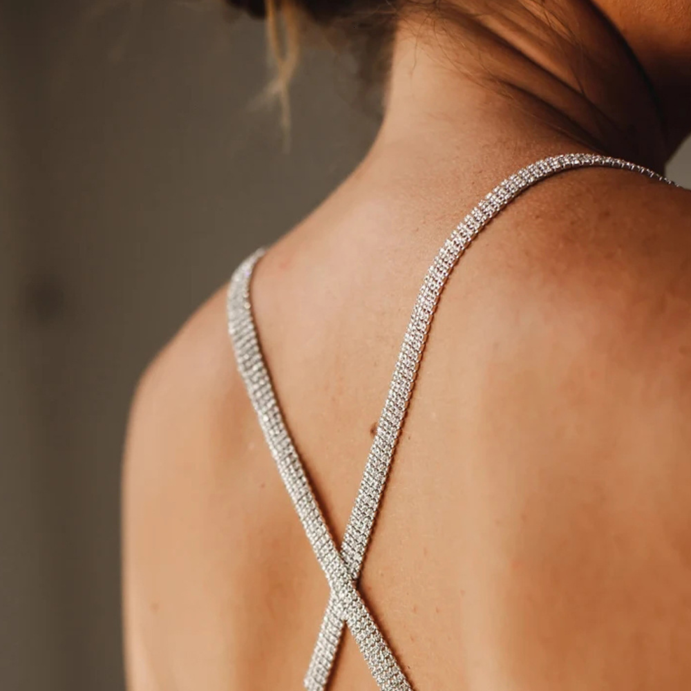 Simple Jewelry VVS Moissanite Iced out Cross Shoulder Chain Multi Row Bling Bling Elegant Back Chain Strap for Women
