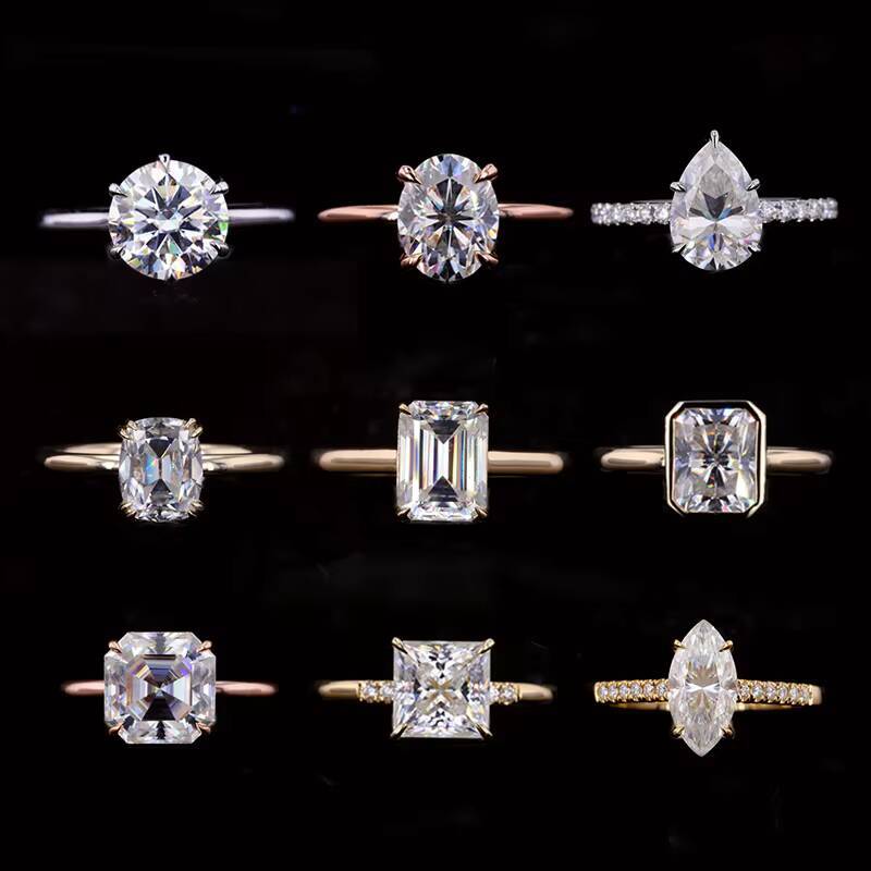 10k 14k 18k Solid Gold 2ct Size Round Moissanite Diamond Wedding Jewelry Solitaire Engagement Ring