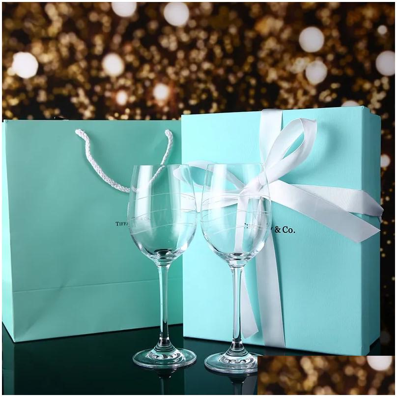 2025 new Wine Glasses Crystal A Pair Of Tall Glass Pots Carved Champagne Drop Delivery Home Garden Kitchen Dining Bar Drinkware Oteph