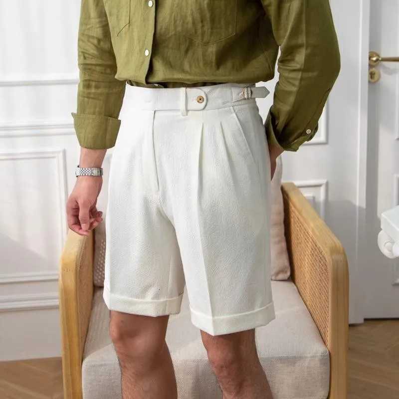 New Men Summer Slim-fit British Style Suit Shorts Light Luxury Business Straight-leg Shorts Leisure Button-down Half-pants M-3XL XJ250721