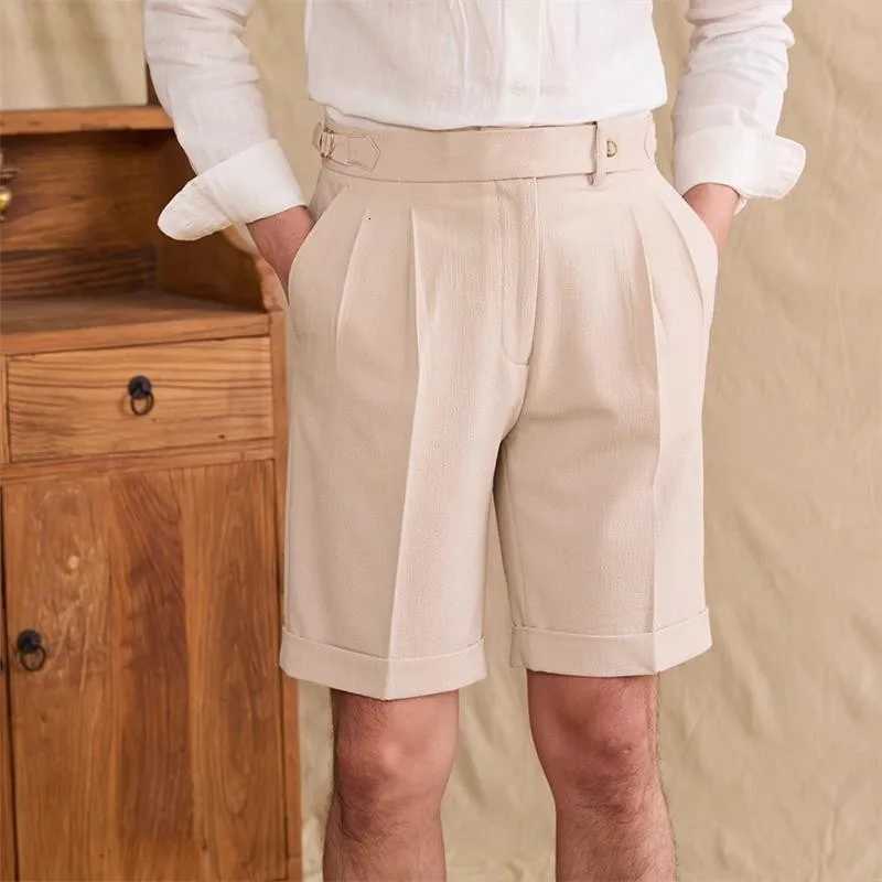 New Men Summer Slim-fit British Style Suit Shorts Light Luxury Business Straight-leg Shorts Leisure Button-down Half-pants M-3XL XJ250721