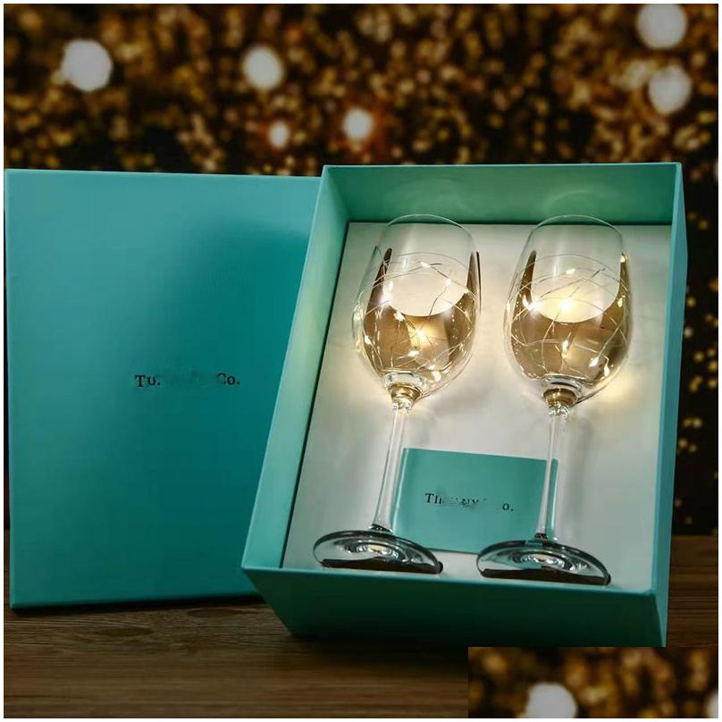 2025 new Wine Glasses Crystal A Pair Of Tall Glass Pots Carved Champagne Drop Delivery Home Garden Kitchen Dining Bar Drinkware Oteph