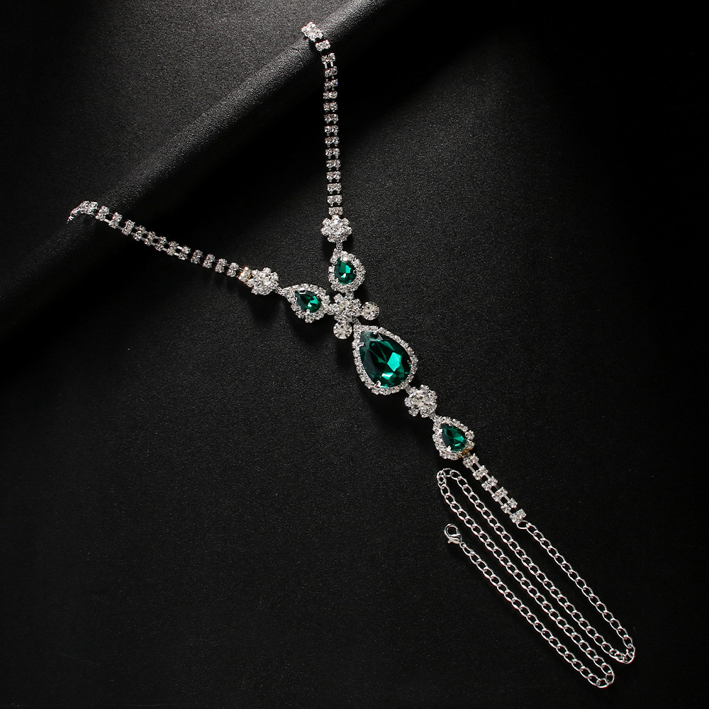 Water Drop Green Diamond Panty Chain Sexy Erotic Iced out Body Chain Club Accessory Body Chain Bling Bling