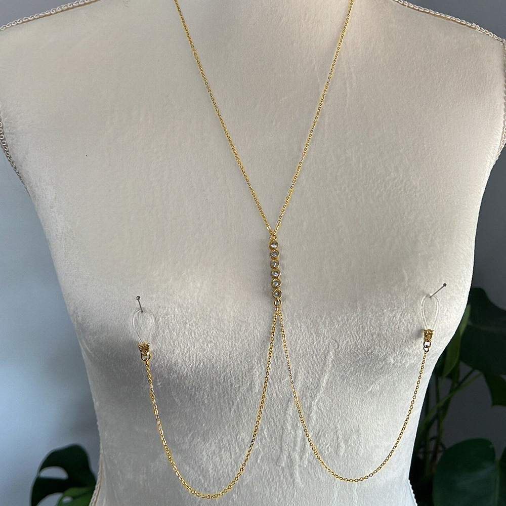 VVS Moissanite Iced out Chest Chain Nipple Chain Erotic Sexy Body Chain Bikini Waist Chain Accessory body chain