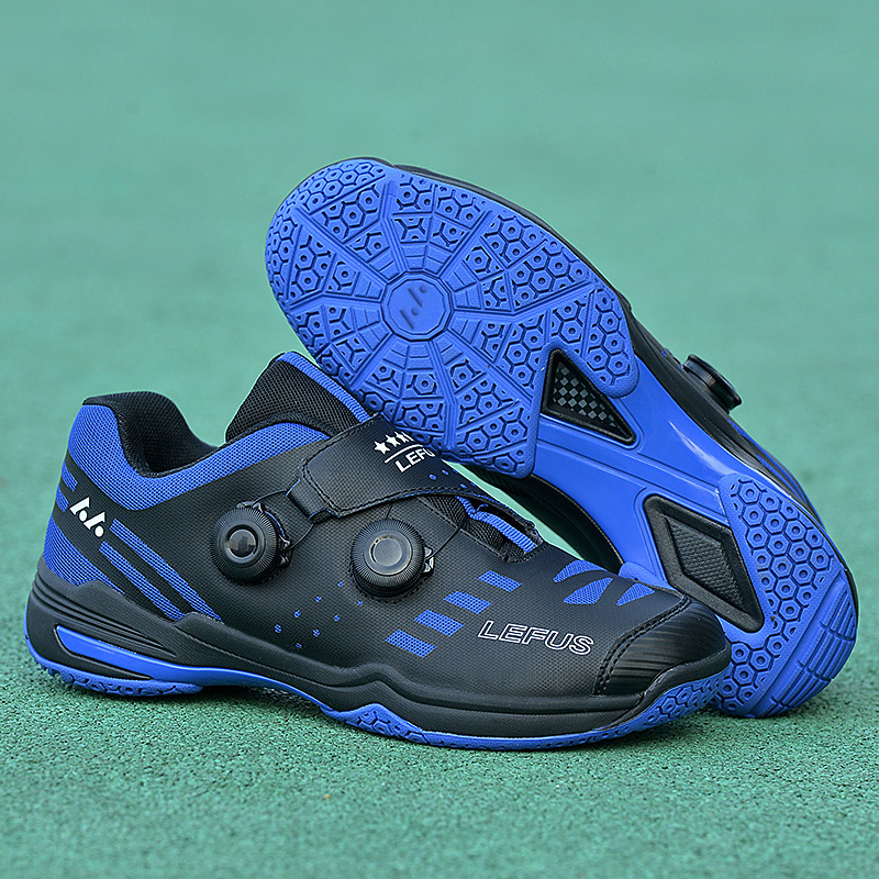 Badminton shoes with rotating buckle, no lace, breathable, anti-slip, ultra-light professional training shoes for men