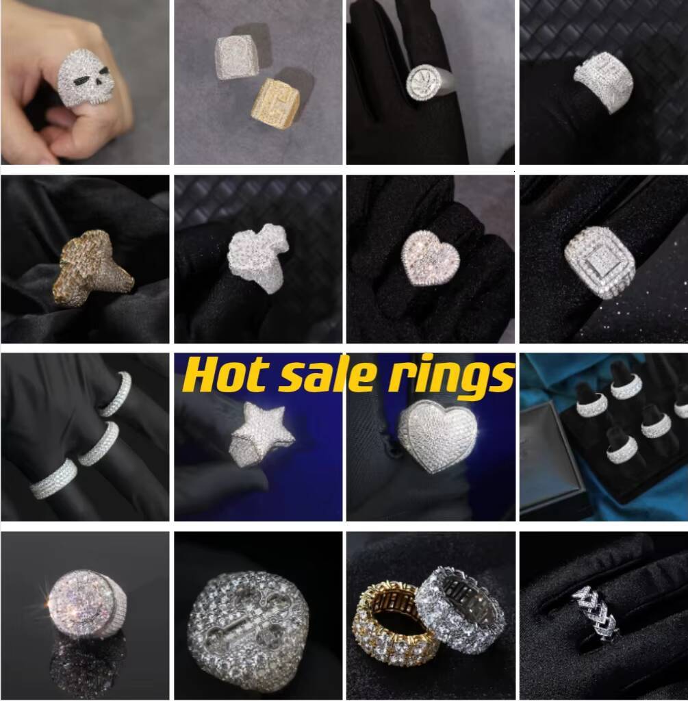 Luxury Factory Price High Quality VVS Moissanite Hip Hop Iced Out 925 Sterling Silver Men Eternity Band Ring