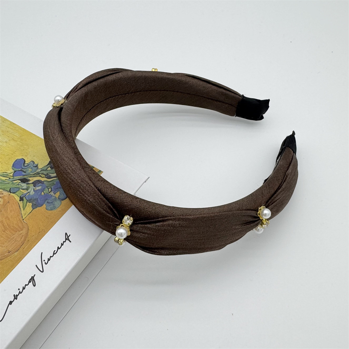 New pearl ruffles sponge hair band temperament elegant high skull headband versatile senior sense of hair accessories