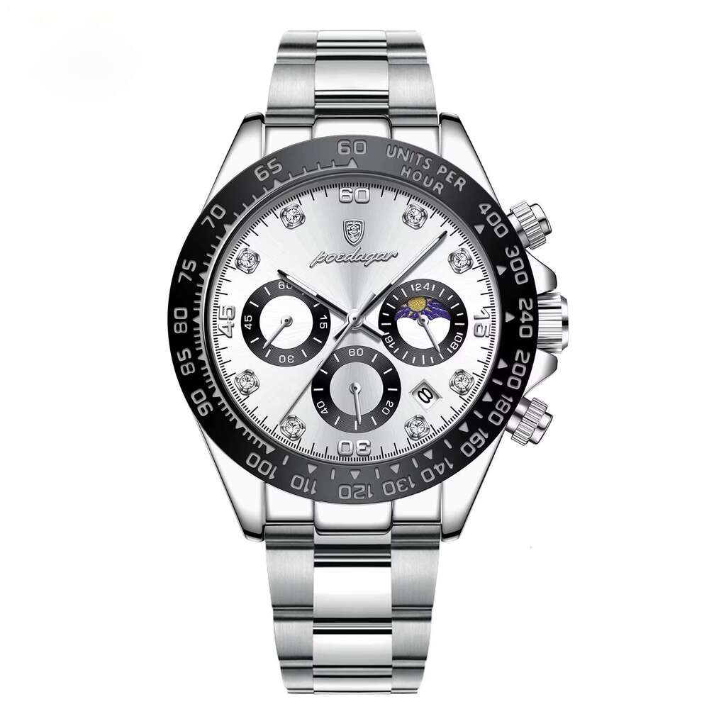 DHwatches Men's Luxury Multifunction Watch - Rose Gold Stainless Steel, Moon Phase, Chronograph, 50M Waterproof, Luminous Quartz Watch