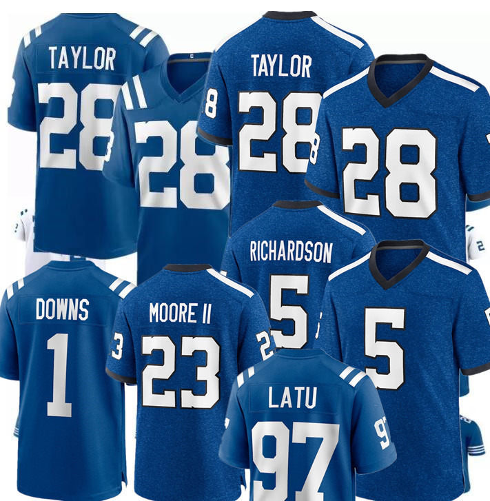 Tyler Warren Anthony Richardson Josh Downs Zaire Franklin JT Tuimoloau Adonai Mitchell DeForest Buckner Kenny Moore II Reggie Wayne custom colt Football Jersey