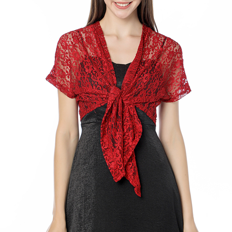 K1421 Lace cardigan shawl cheongsam dress shawl with skirt small waistcoat lace shawl for women