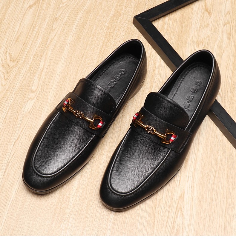 British men's loafers soft leather soft sole buckle genuine leather men's shoes trendy shoes business casual leather shoes