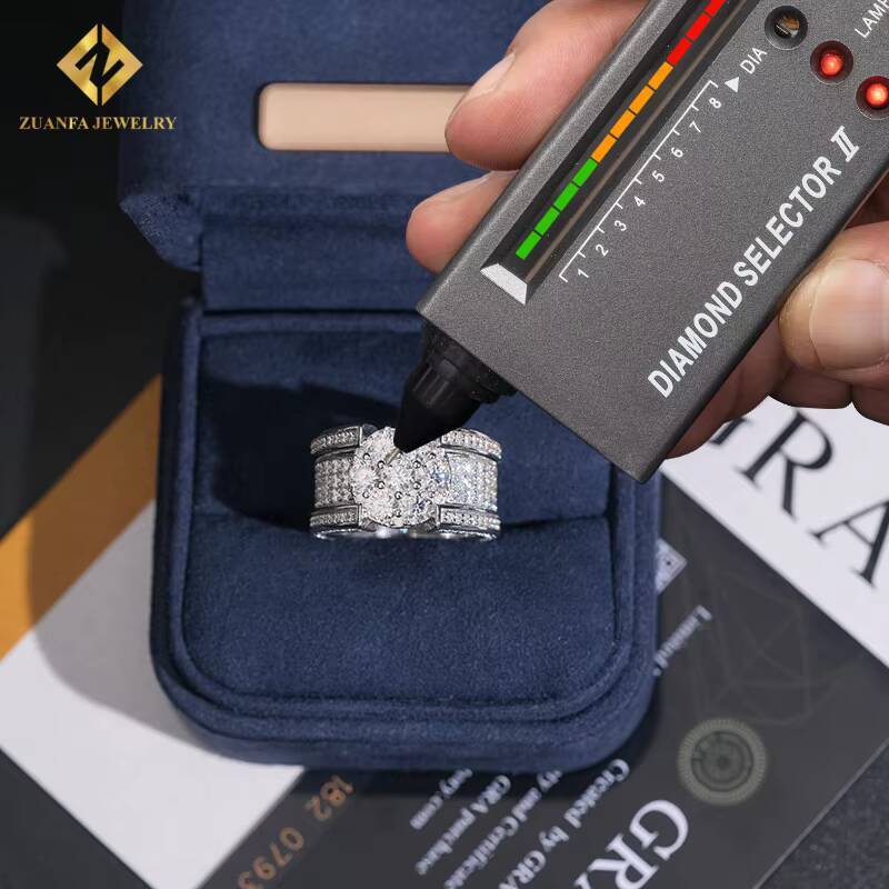 Popular Fashion Hip Hop VVS Iced Out Moissanite Diamond Ring Men GRA Certificate 925 Sterling Silver