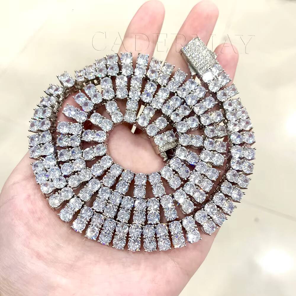 Trendy 3mm Double Rows D VVS Iced Out Moissanite Diamond 925 Sterling Silver Tennis Chain Necklace Bracelets Jewelry Men Woman