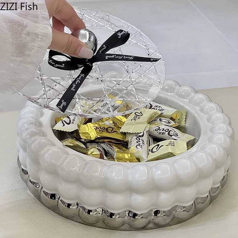 Nordic Ceramic Storage Box Creative Living Room Candy and Snack Storage Box Decoration Home Kitchen Fruit Plate Food Organizer X250721