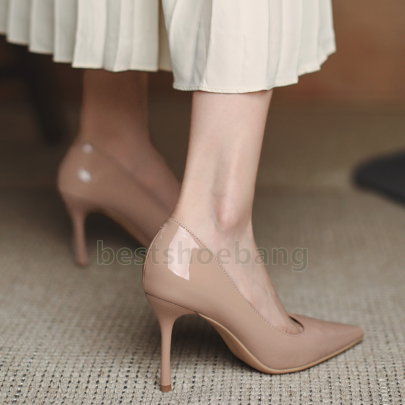 Elegant Luxury Patent Leather high heels dress shoes loafers womens Adult 7cm 9cm heel Fashion designer women mary jane shoes Size 34-40