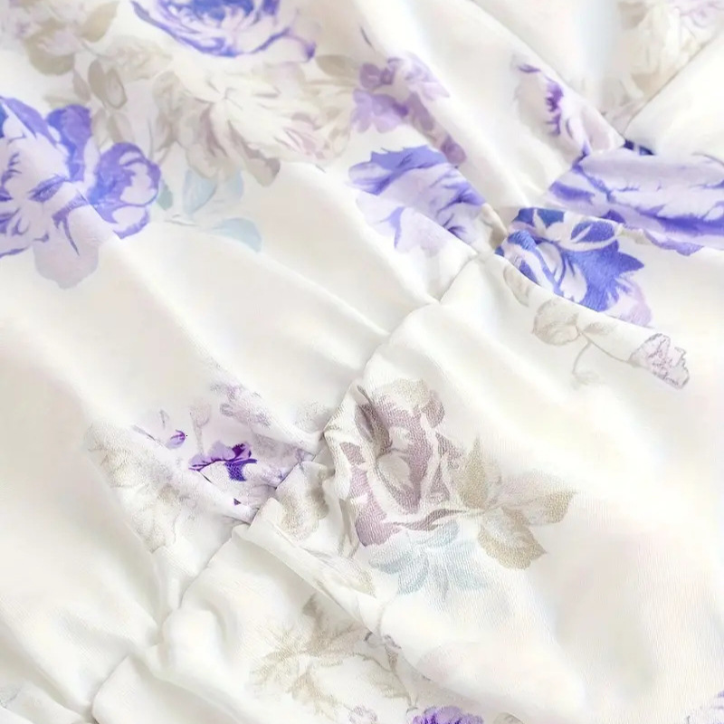 TEMU Women's New French Style Waist-Cinching Halter Long Dress Summer Floral