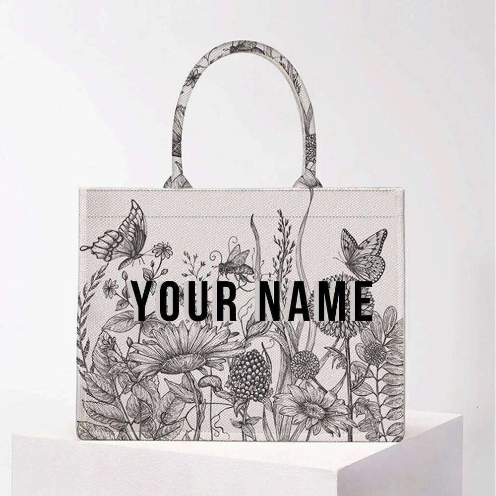 Handbag Lady Personalized Fashion Printing Large Capacity Canvas Book Tote With Name Women's Custom Commuter Shoulder Bag