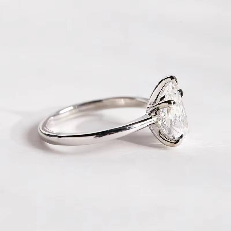 XingGuang Wholesale High Quality VVS 3ct Moissanite Diamond Pear Cut Jewelry 14k 18k Gold Engagement Wedding Ring for Women