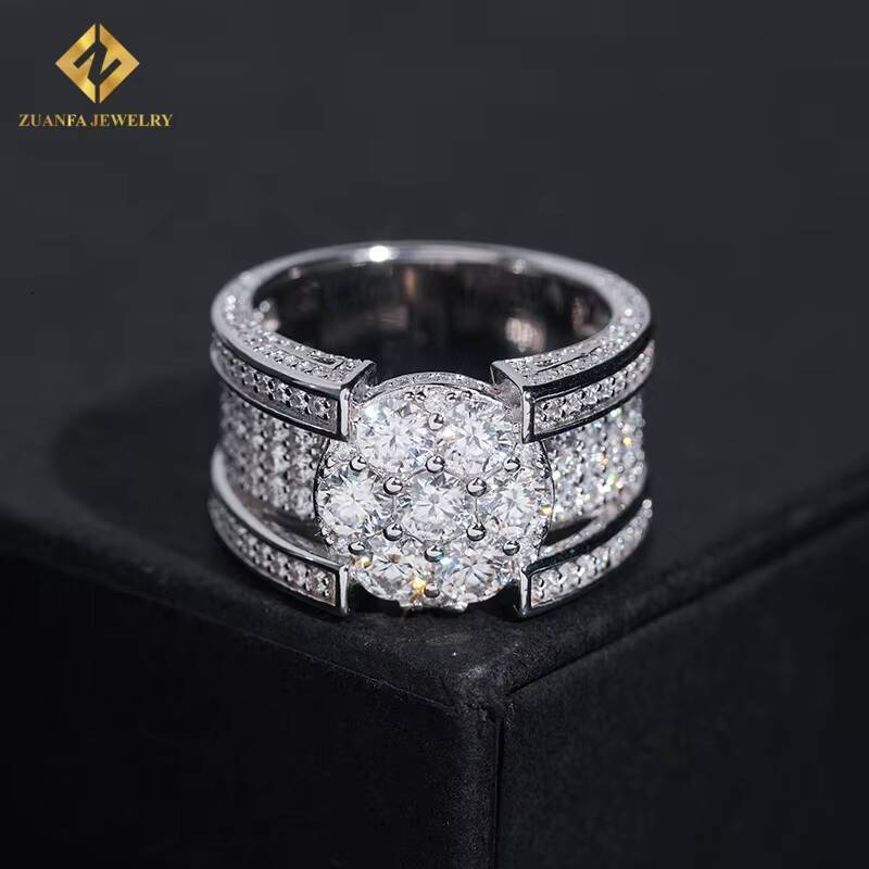 Popular Fashion Hip Hop VVS Iced Out Moissanite Diamond Ring Men GRA Certificate 925 Sterling Silver