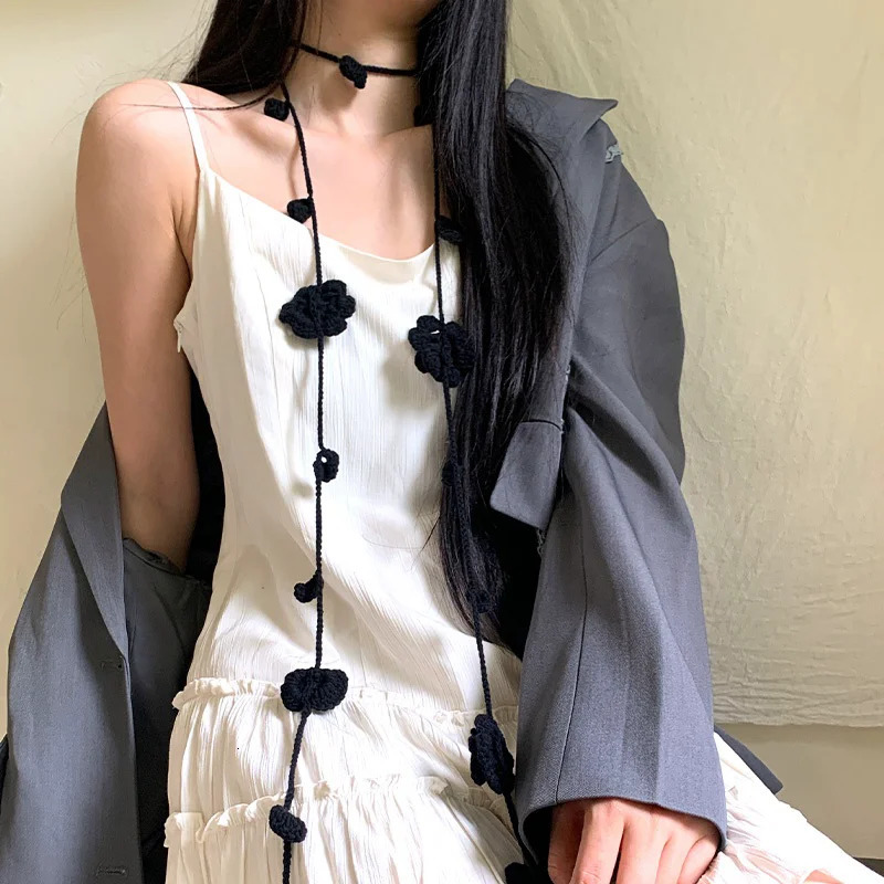 Rose Niche Handmade Crochet Thin Narrow Ribbon Spring Summer Fall Scarf Belt Decorative Accessories Choker Clothing 250717