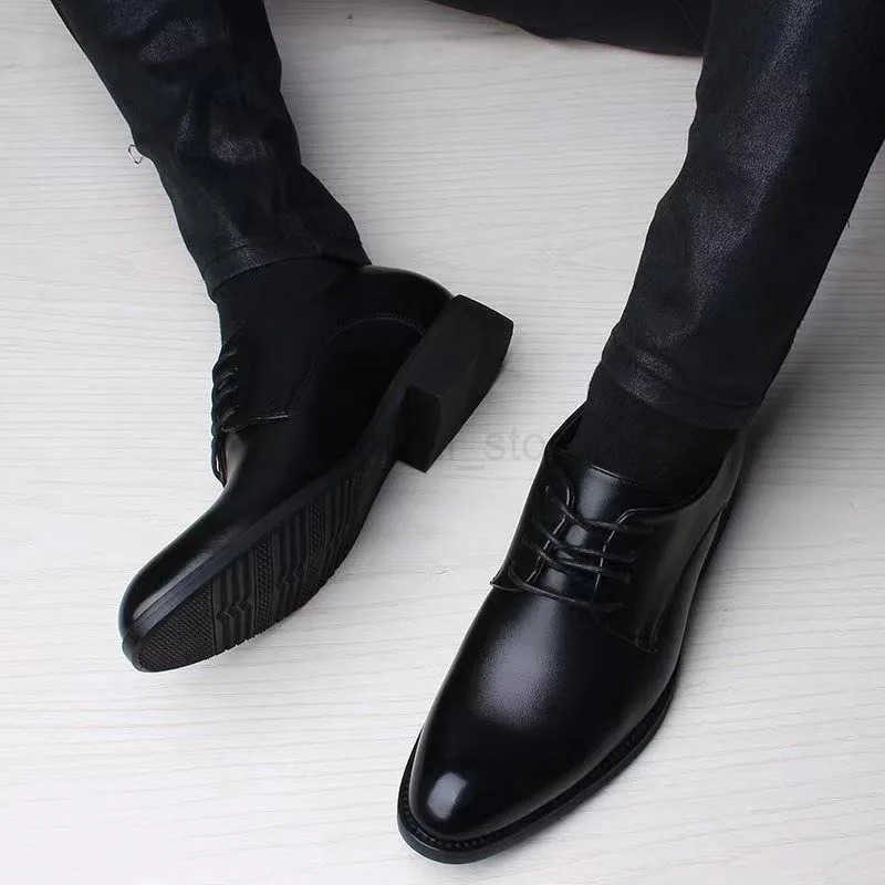 Spring and Autumn British Casual Business Formal Leather Shoes Men Shoes Heightening Single Shoes Casual Shoes Suit M250721 - view 3