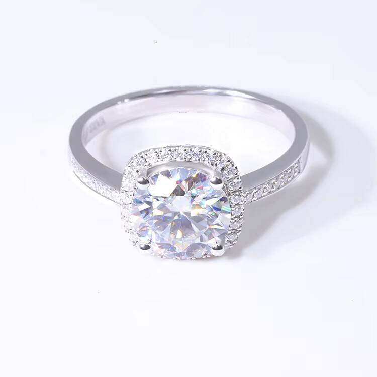 Design Romantic High End Ring 14k Gold with halo Half Band 2 CT VVS Moissanite Diamond Ring with GRA for Anniversary Ring