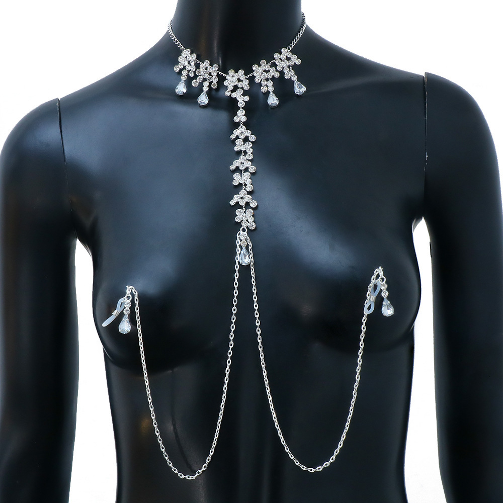 Hot Sale Jewelry Stylish Chain Water Drop Breast Chain Club Sexy Versatile VVS Moissanite Iced out Body Chain for Women
