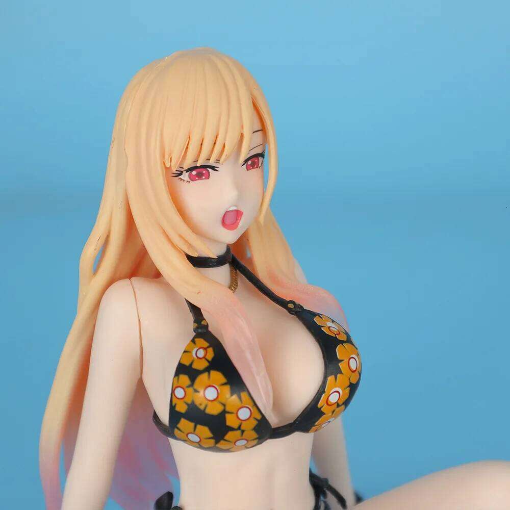 12.2cm My Dress-Up Darling Kitagawa Marin In Swimsuit Sitting Position Anime Figure Model Statue Collection Desktop Ornament Toy