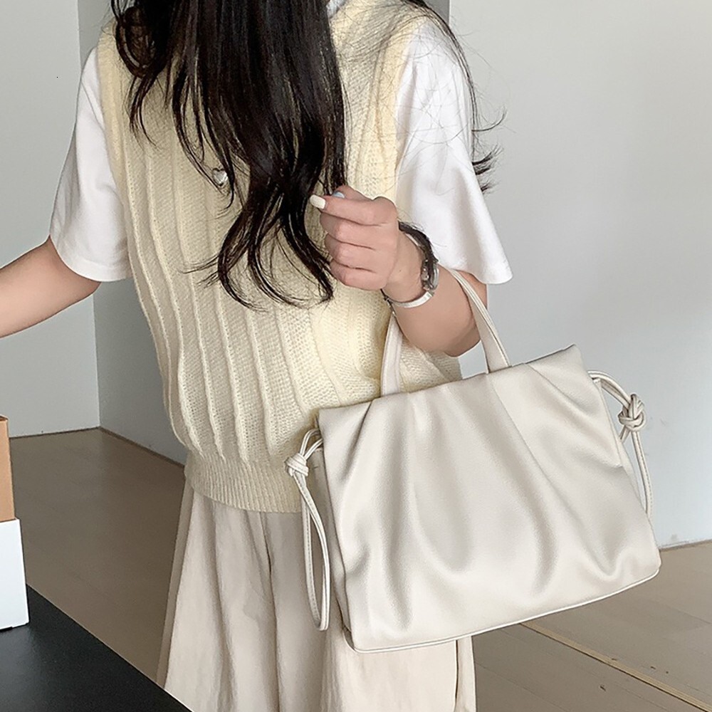 Summer new women's crossbody bag new women's luxury cloud bag soft leather pleated large capacity handbag commuting women's shoulder ba