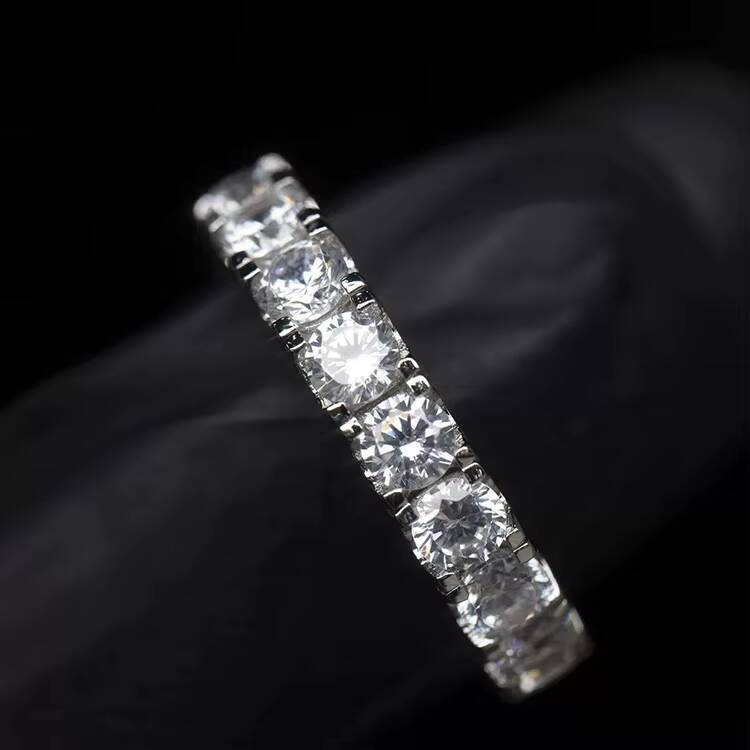 Hip Hop Ring 925 Sterling Silver Round D Color Moissanite Iced Out Ring for Cool Boy