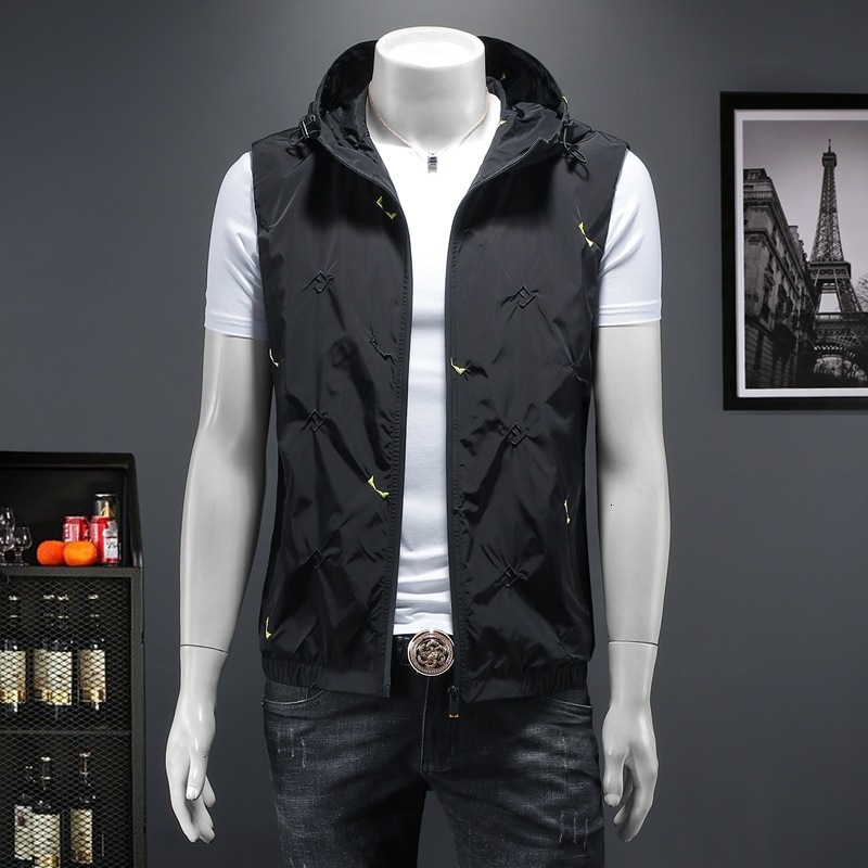 Mens Zipper Vest Jacket Ed Stand Collar Sleeveless Solid Color Casual Autumn Coat