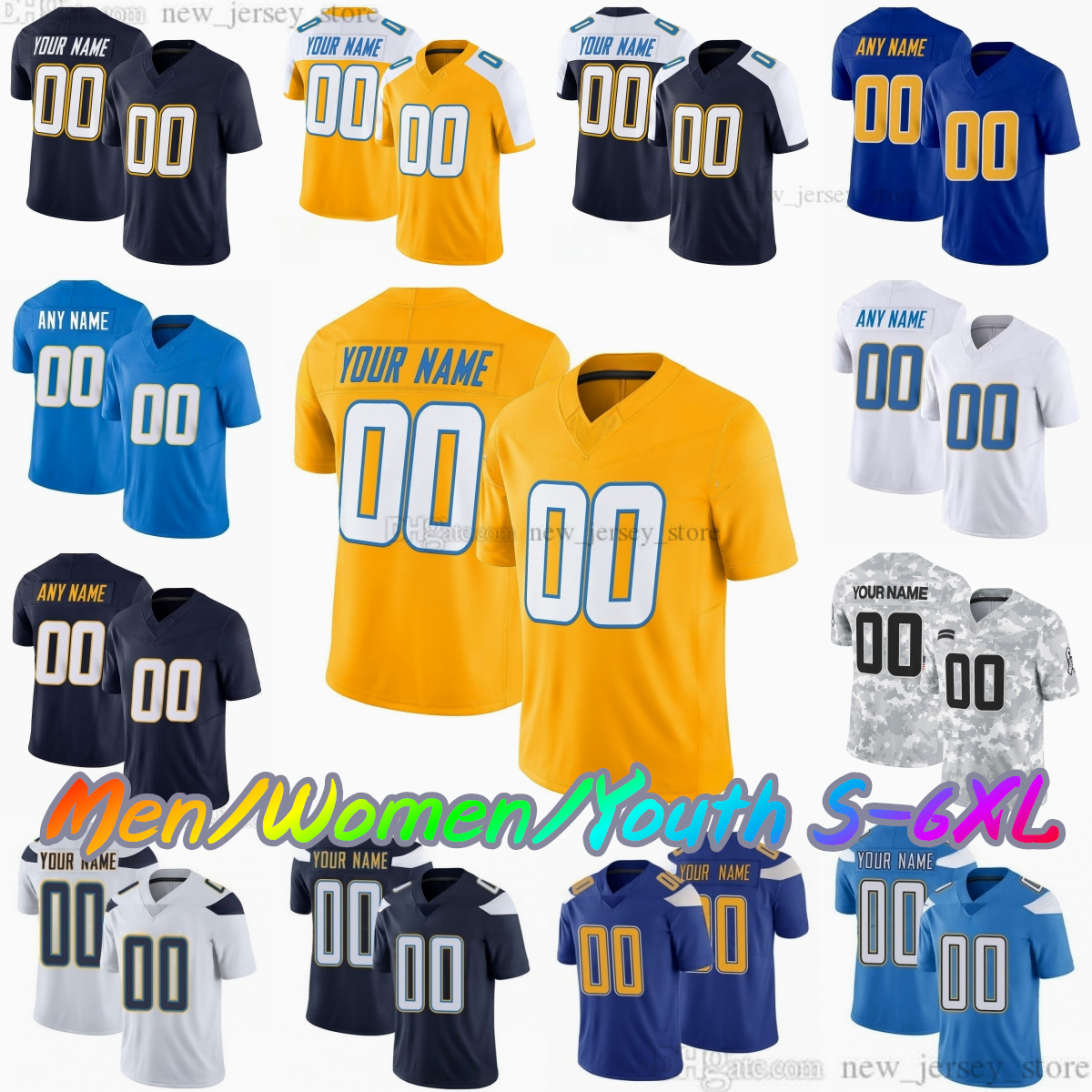 2025 Custom S-6XL 10 Herbert Football Jersey 15 McConkey 3 James Jr. 52 Mack 1 Johnston 8 Hampton 76 Alt 45 Tuipulotu 0 Henley 11 Dicker 22 Harris Edwards Stitched Jerseys
