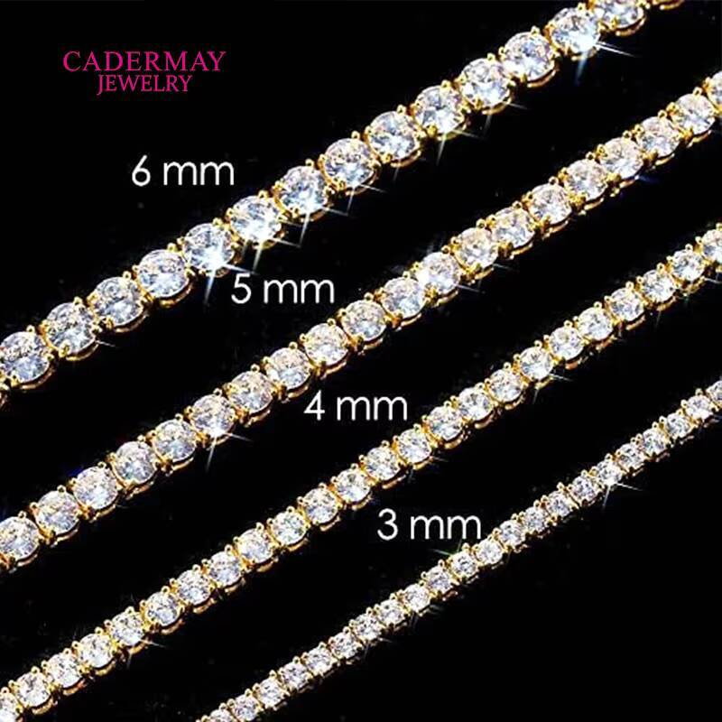 High Quality Pass the Diamond Tester Moissanite Necklace 925 Silver 2mm 3mm 4mm 5mm VVS Moissanite Tennis Chain Hiphop Jewelry