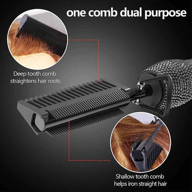 Comb Electric High Heating Comb Hair Straightening with Bling Diamonds LCD Digital Peigne Chauffant 250717