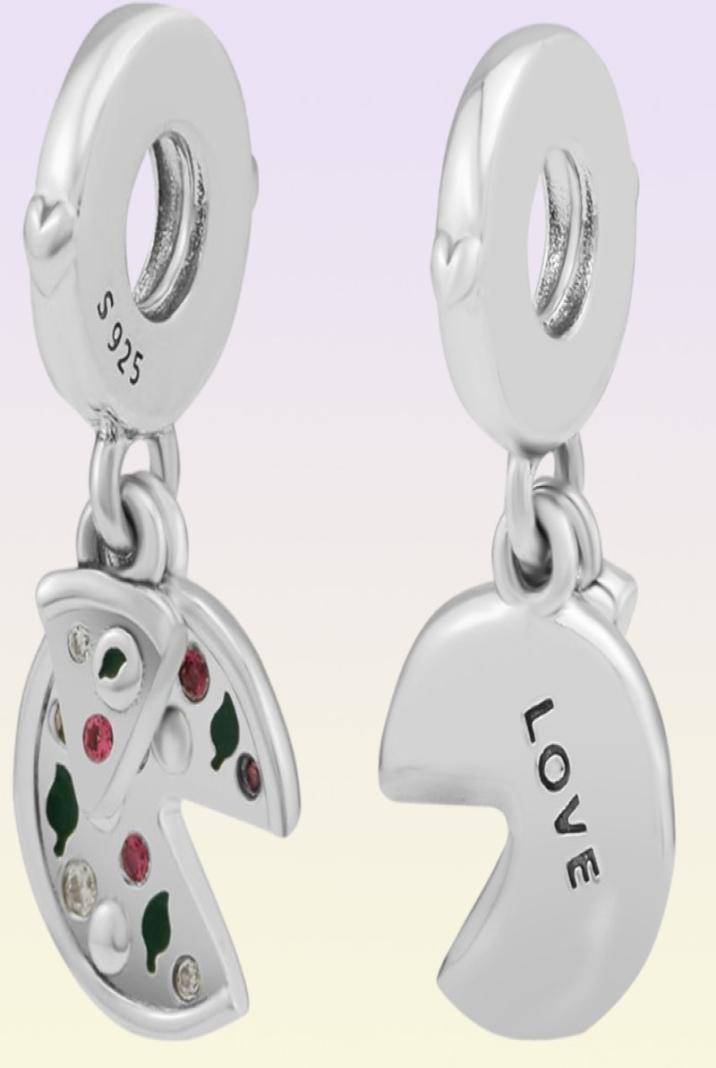 Fits European Charms Bracelets Passion For Pizza Dangle beads 100% 925 Sterling Silver Charm DIY Jewelry For Women Wholesale9161858