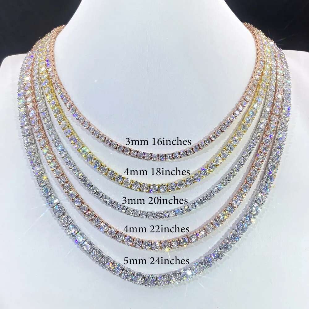 Advanced Designer Tennis Chain 4mm/5mm VVS Top Quality VVS Morganite Tennis Chain 7-24 Inches Women's and Men's Bracelet Necklace