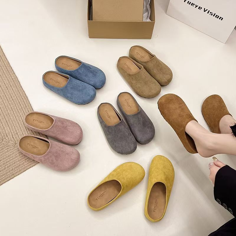Thick-soled flip-top half-slipper women's outerwear 2025 autumn/Winter new style paired with skirt retro single shoe trend