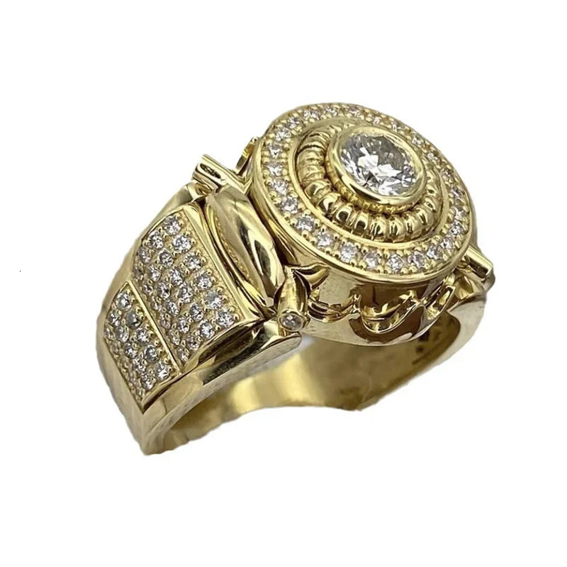 Gorgeous Men Rings Gold Silver Color Square Round White Stone Classic Party Accessories Gift 250717