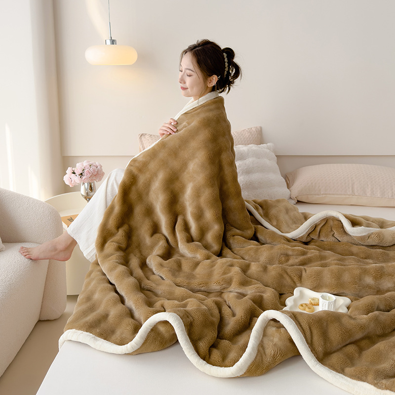 Designer blanket Maternal and infant grade bunny fleece blanket Large bubble sofa blanket Office nap blanket Solid color gift blanket