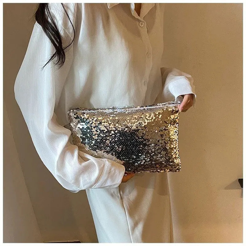 Fashion Womens Sequined Bling Handbag And Purse Small Wedding Party Evening Bag Lady Wristlet Clutch Bag Female Envelope Bag 250717