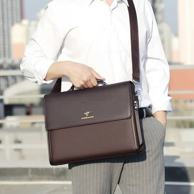 Mens Briefcase Designer Work Business Casual Large Capacity Tote PU Leather Handbag Shoulder LAWyer 14 Inch Laptop Bag Z250721