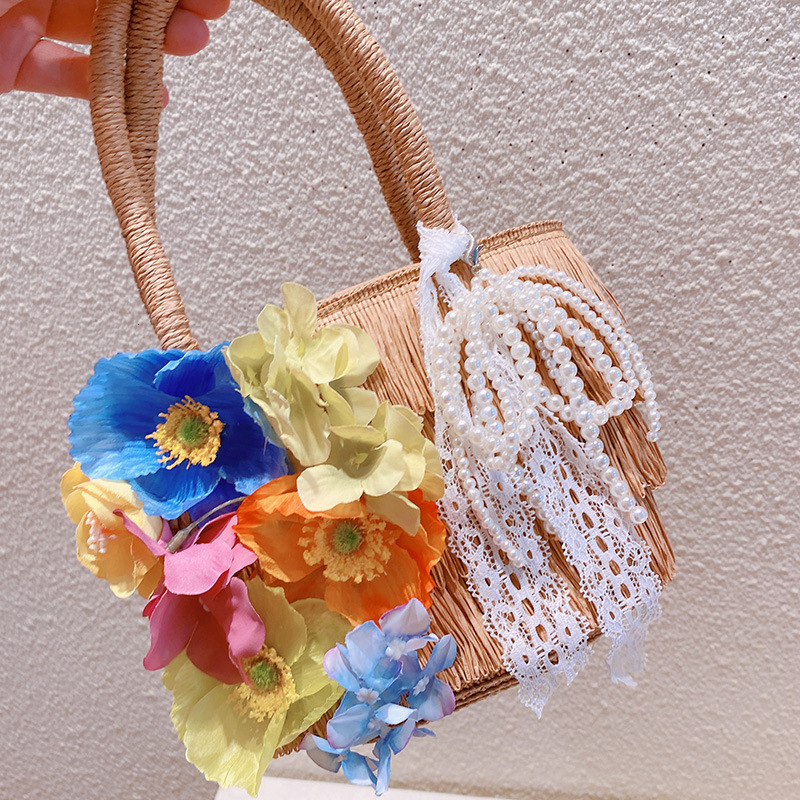 2025 Summer new women's crossbody bag new women's bohemian style vacation handbag oil painting dopamine straw bag women's shoulder bag 