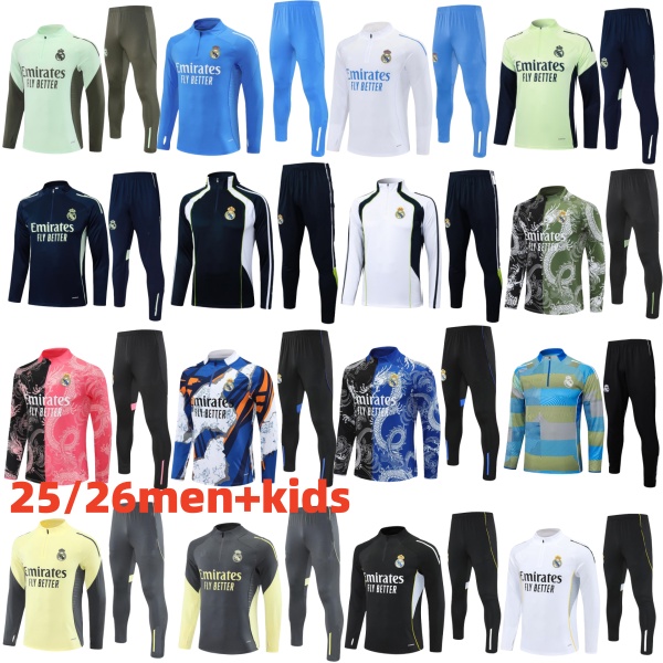 2025 2026 REALS Madrids football TRACKSUIT set TRAINING suit 22/23/24/25/26 MBEPPE BELLINGHAM VINI JR men and kids football jacket chandal futbol survetement ASSS